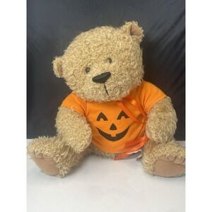 Halloween Teddy Bear Plush w/ Jack  O Lantern Shirt Pumpkin